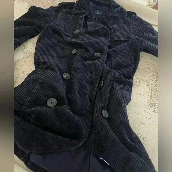 GAP VTG Y2K Navy Blue Corduroy Trench Coat Size Small - Picture 3 of 6
